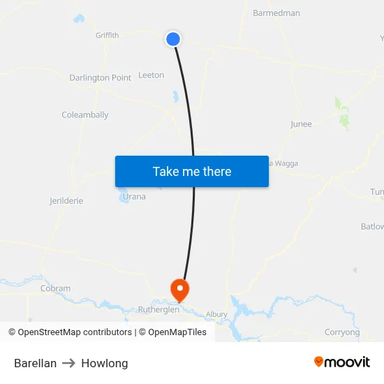Barellan to Howlong map