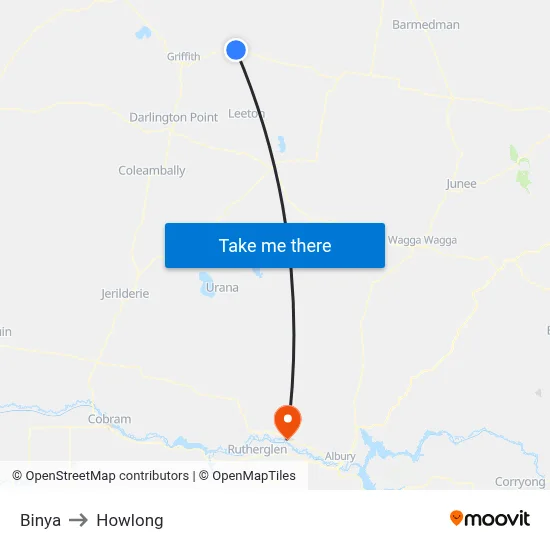 Binya to Howlong map
