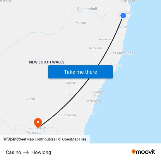 Casino to Howlong map