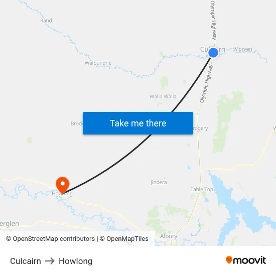 Culcairn to Howlong map