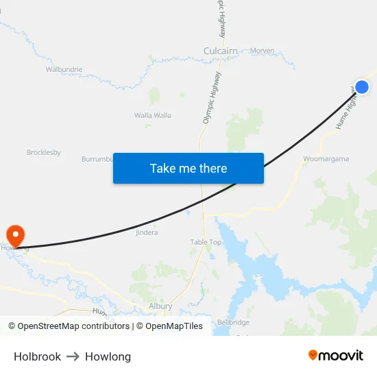 Holbrook to Howlong map
