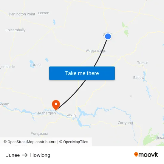 Junee to Howlong map