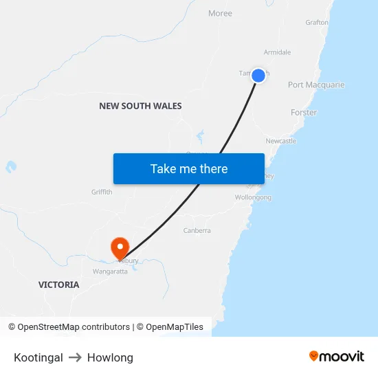 Kootingal to Howlong map