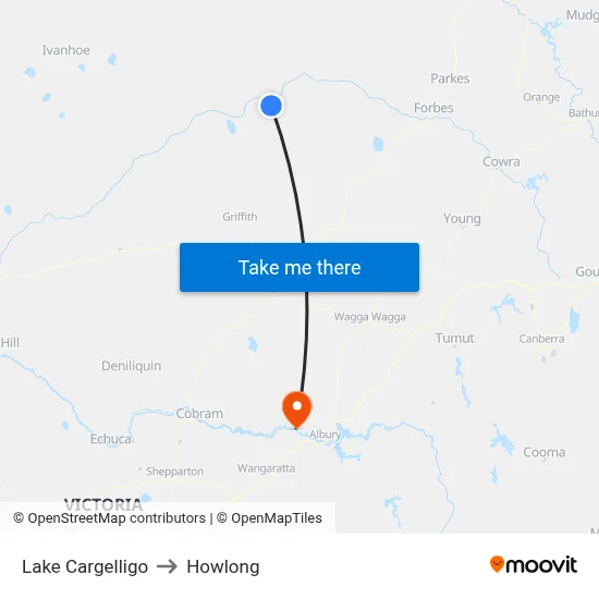 Lake Cargelligo to Howlong map