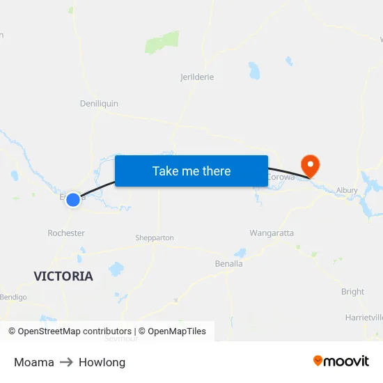 Moama to Howlong map