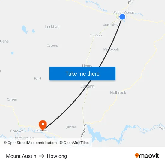 Mount Austin to Howlong map