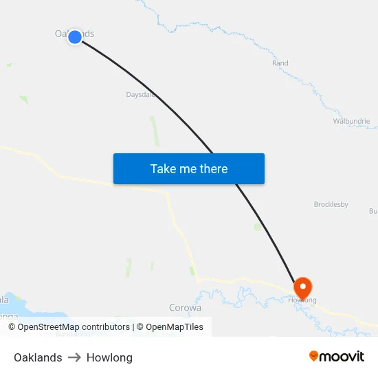 Oaklands to Howlong map