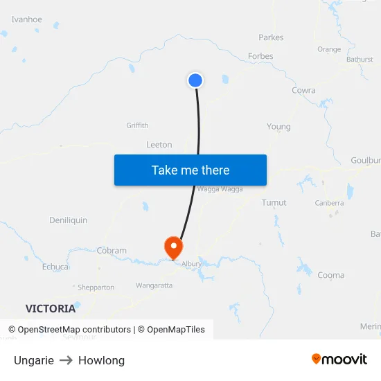 Ungarie to Howlong map