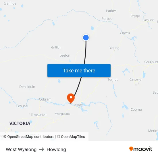 West Wyalong to Howlong map