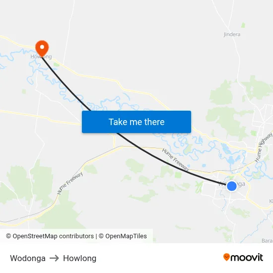 Wodonga to Howlong map