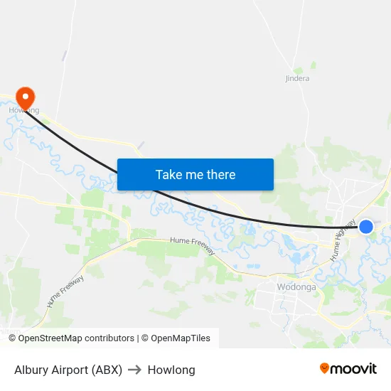 Albury Airport (ABX) to Howlong map