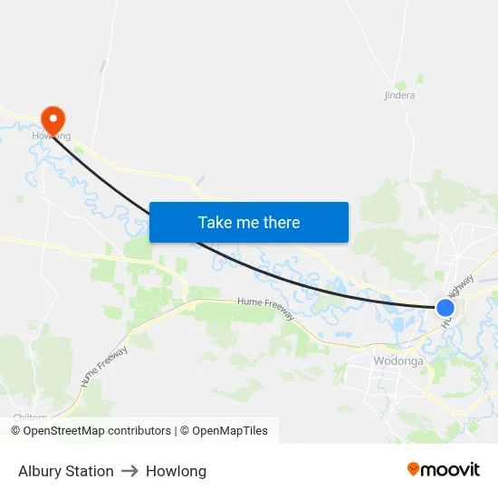 Albury Station to Howlong map