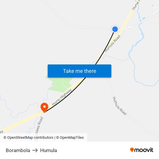 Borambola to Humula map