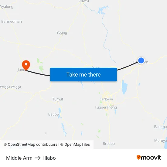 Middle Arm to Illabo map