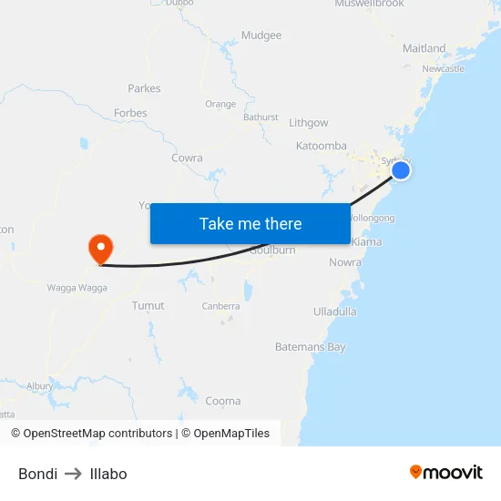 Bondi to Illabo map