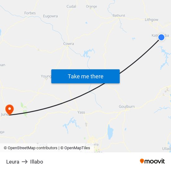 Leura to Illabo map