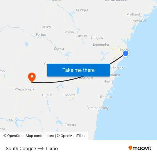 South Coogee to Illabo map