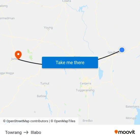 Towrang to Illabo map