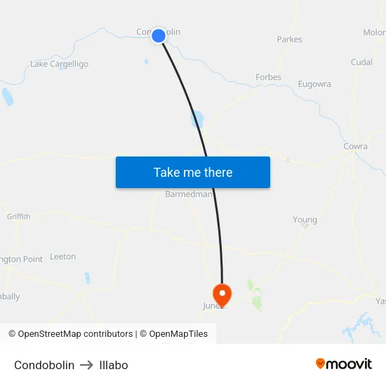 Condobolin to Illabo map