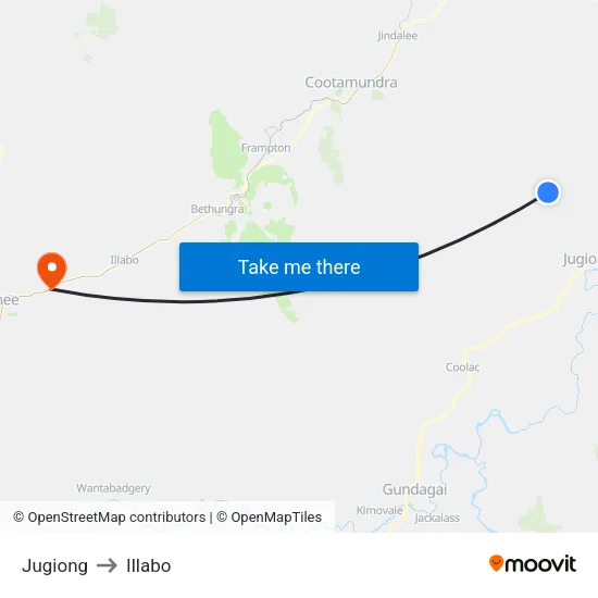 Jugiong to Illabo map