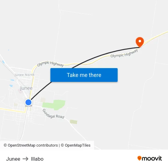 Junee to Illabo map