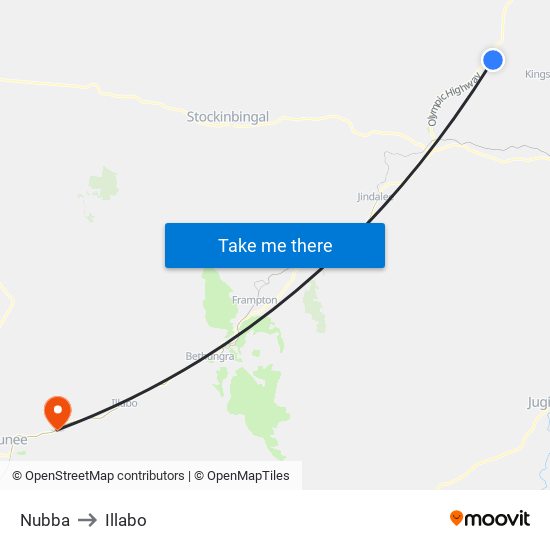 Nubba to Illabo map