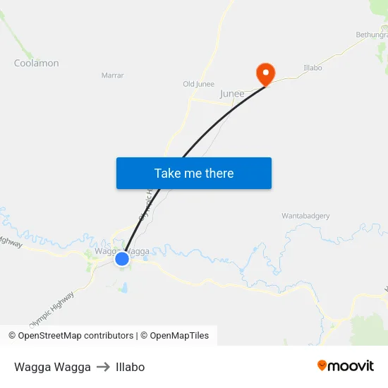 Wagga Wagga to Illabo map