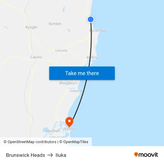 Brunswick Heads to Iluka map