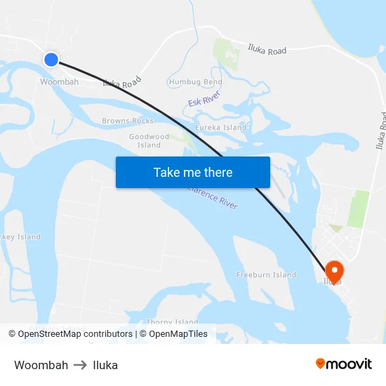 Woombah to Iluka map