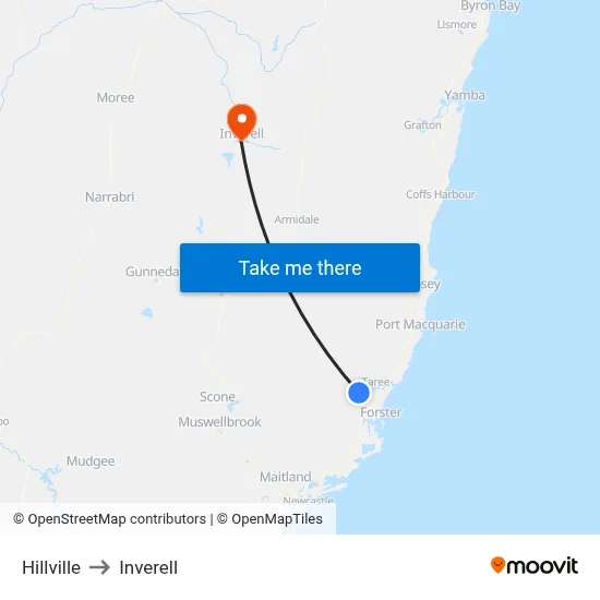 Hillville to Inverell map