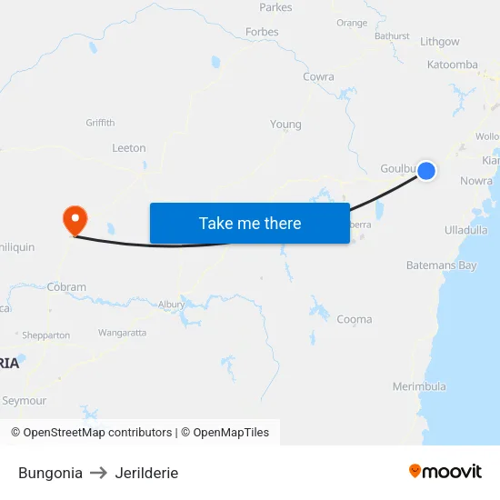 Bungonia to Jerilderie map
