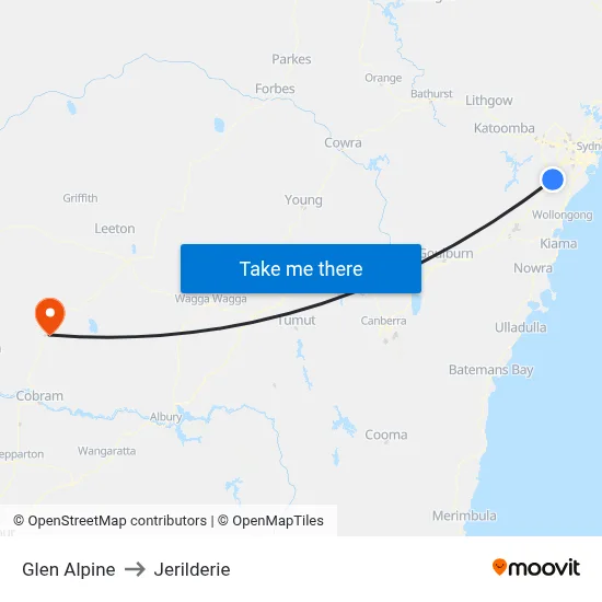 Glen Alpine to Jerilderie map