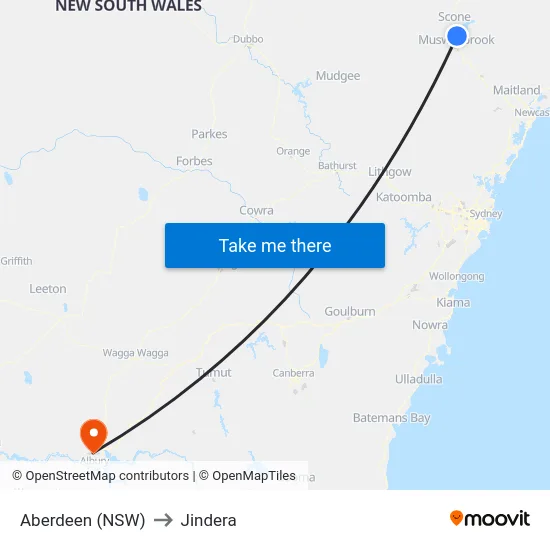 Aberdeen (NSW) to Jindera map