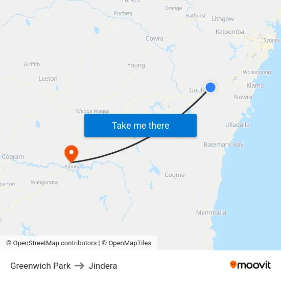 Greenwich Park to Jindera map
