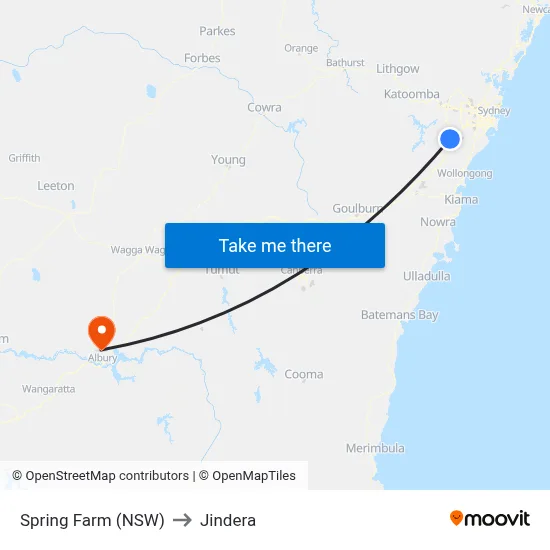 Spring Farm (NSW) to Jindera map