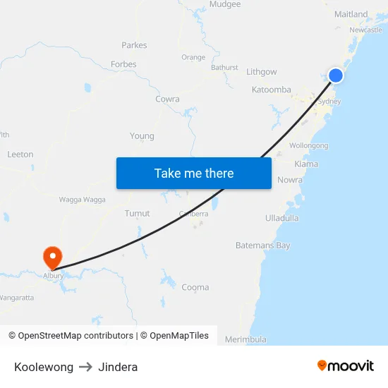 Koolewong to Jindera map