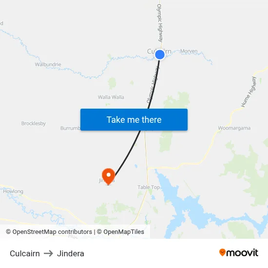 Culcairn to Jindera map