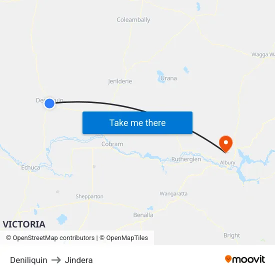 Deniliquin to Jindera map