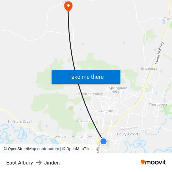East Albury to Jindera map