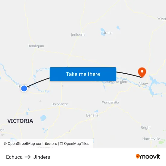 Echuca to Jindera map