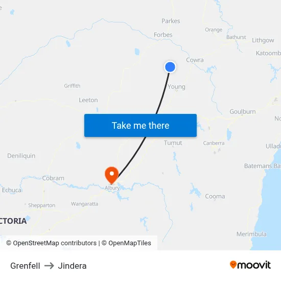 Grenfell to Jindera map