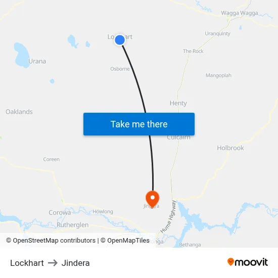 Lockhart to Jindera map