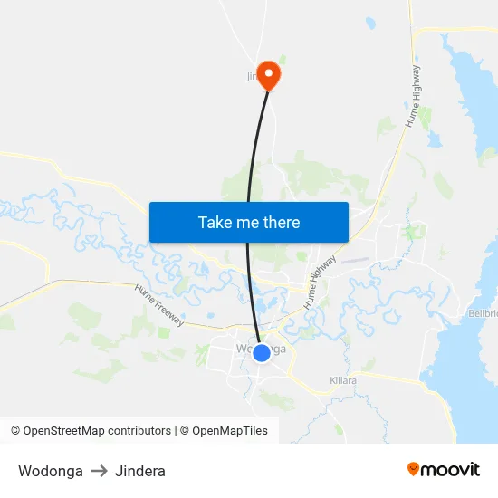 Wodonga to Jindera map