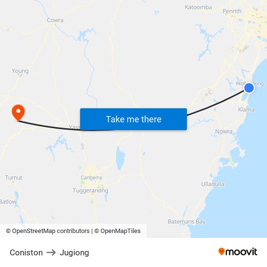 Coniston to Jugiong map