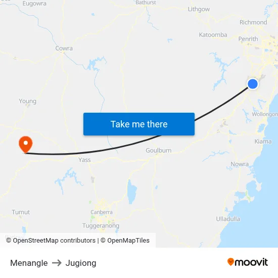 Menangle to Jugiong map