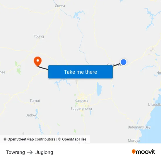 Towrang to Jugiong map