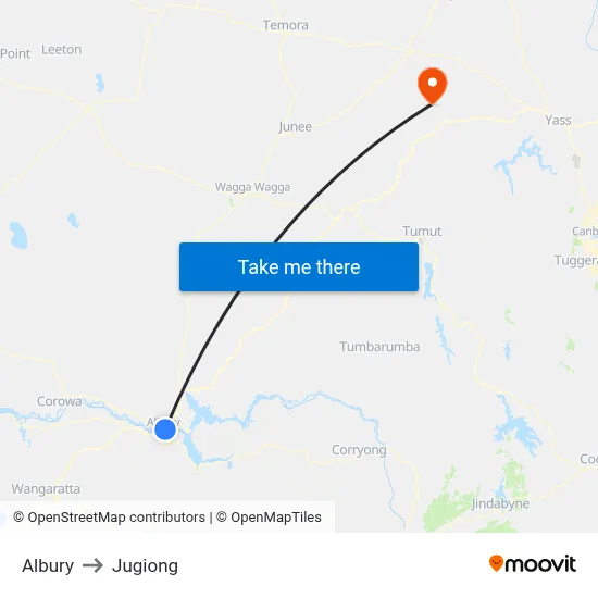Albury to Jugiong map
