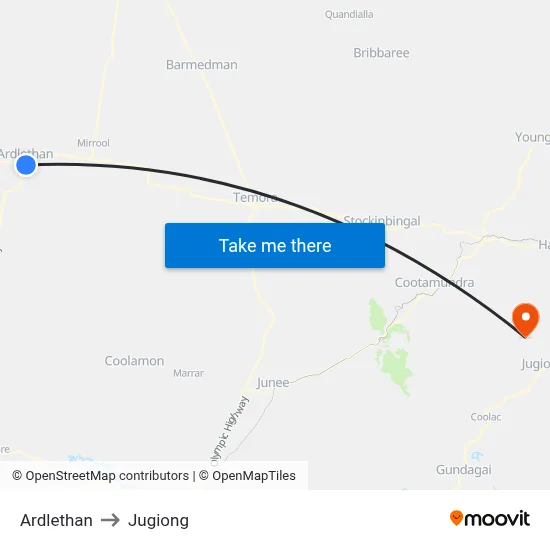 Ardlethan to Jugiong map