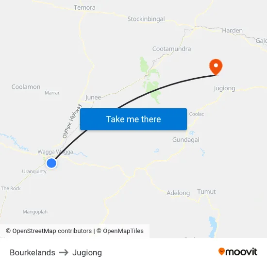 Bourkelands to Jugiong map