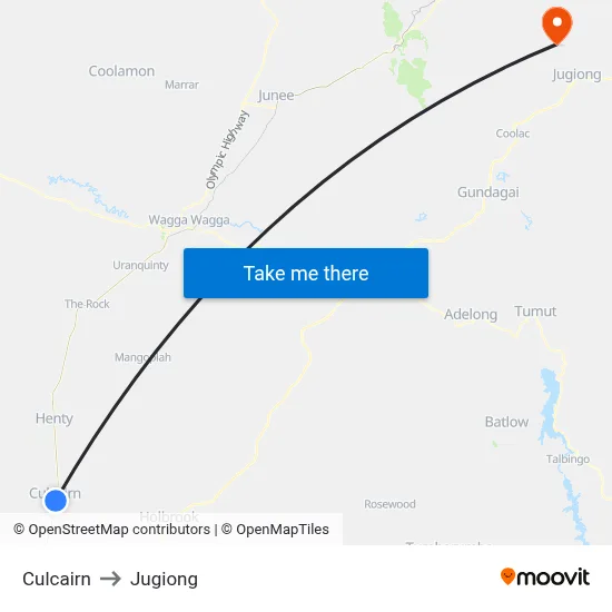 Culcairn to Jugiong map